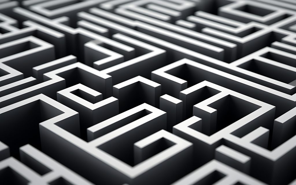 A maze, symbolizing technology complexity and roadblocks to growth.