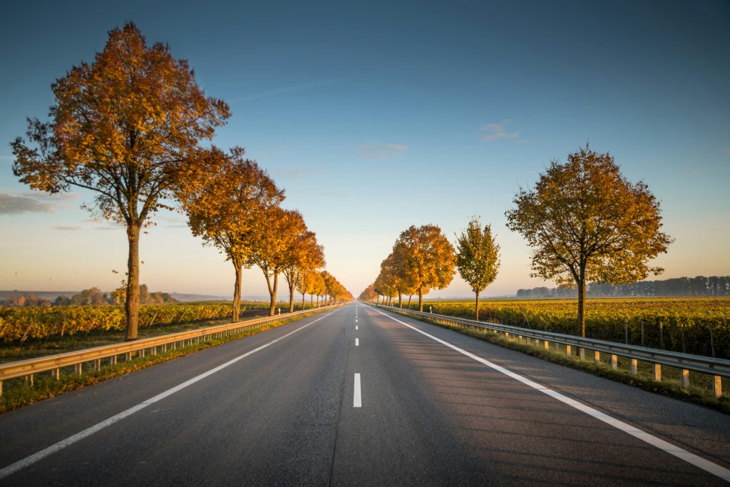 A modern highway leading into the horizon, symbolizing technology as the path to business growth.
